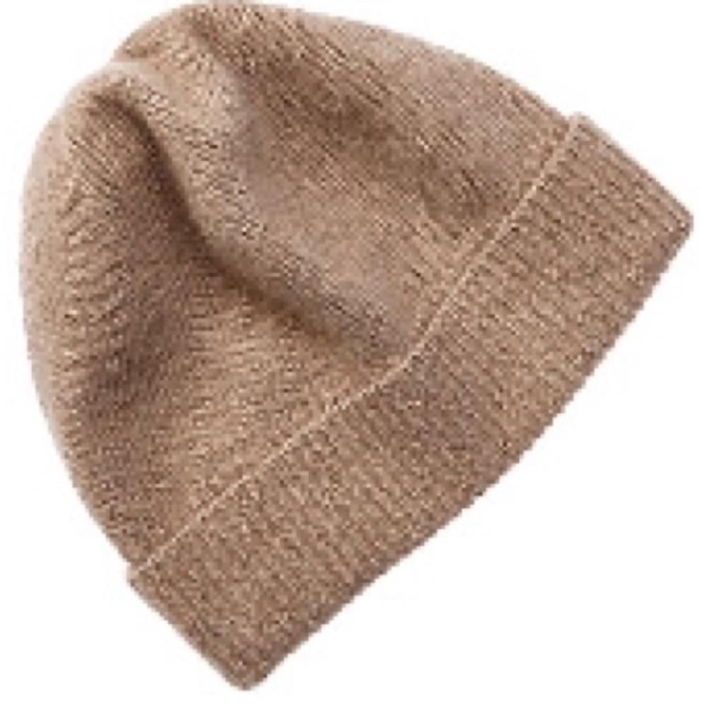 PORTOLANO Unisex Light Brown 100% Cashmere Beanie And Gloves Matching Set